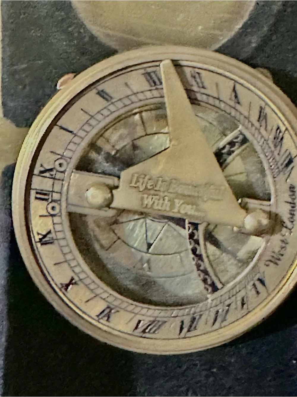 Antique style brass sundial compass